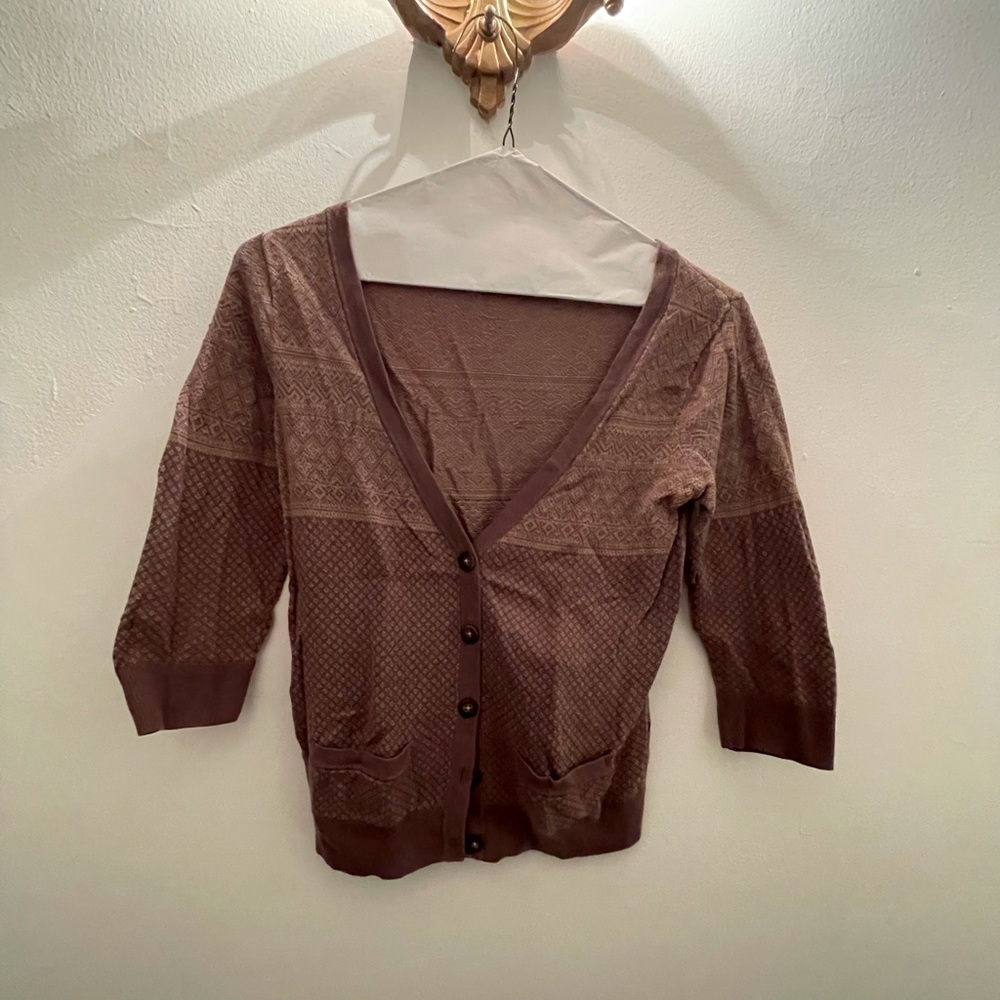 Brown Rubbish Button Down Sweater Size Small